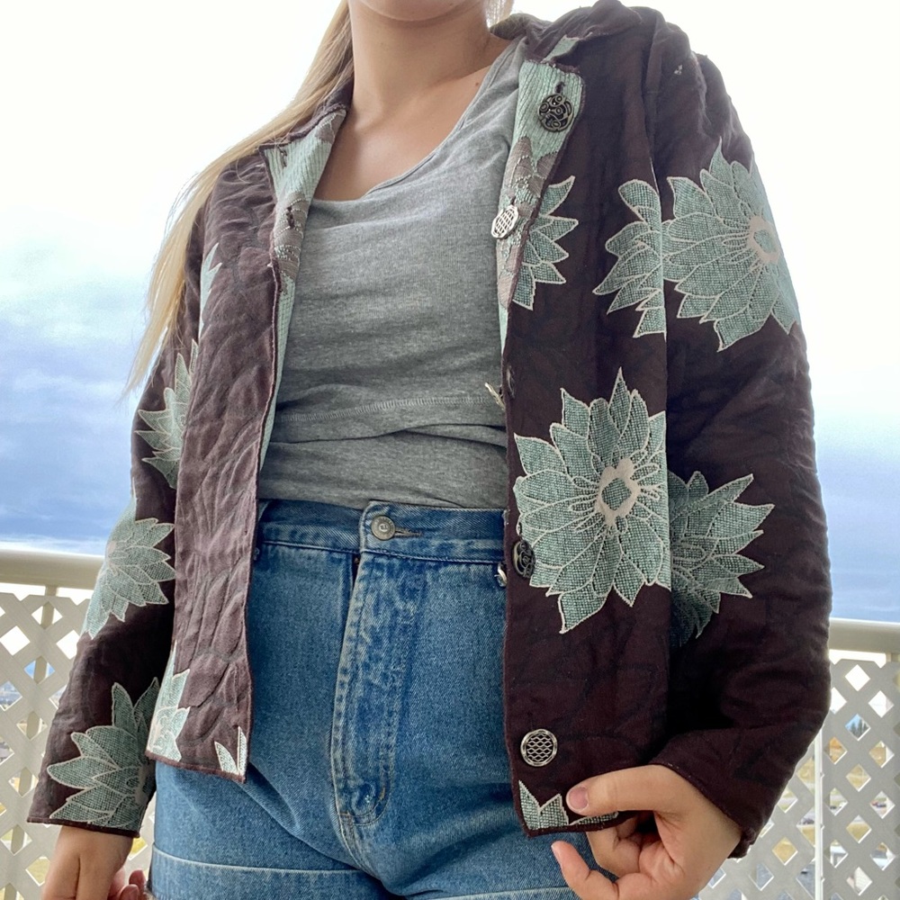 Handmade Vintage reversible cropped floral jacket